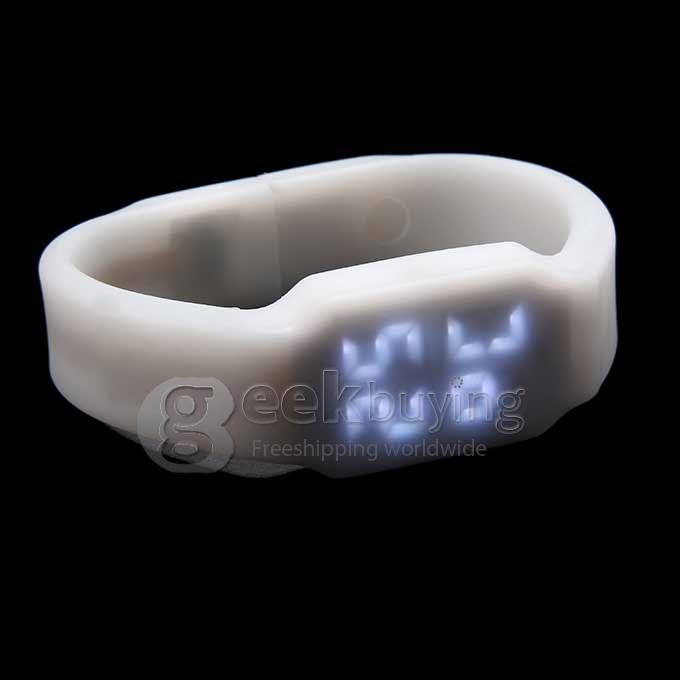 Unisex Cube LED Silicone Strap Digital Quartz Sport Wrist Watch + USB Flash Drive with TF Card Slot - White