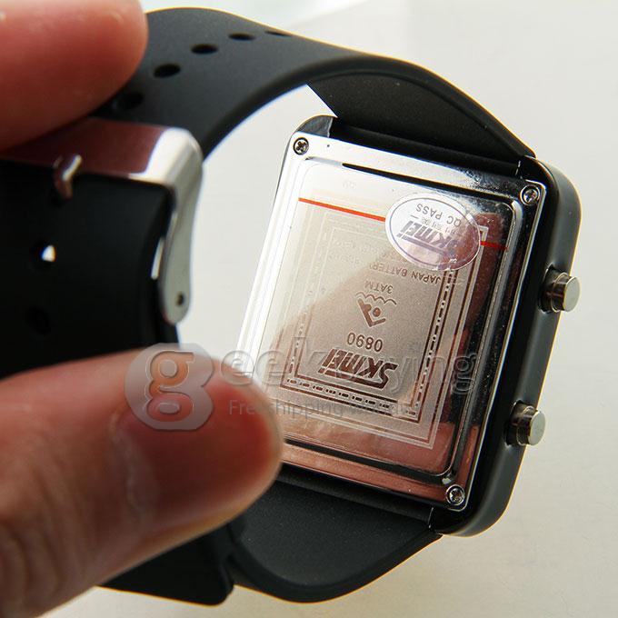 SKMEi 0890 Unisex Jelly Style PU Band Square Mirror LED Digital Quartz Sport Wrist Watch - Black