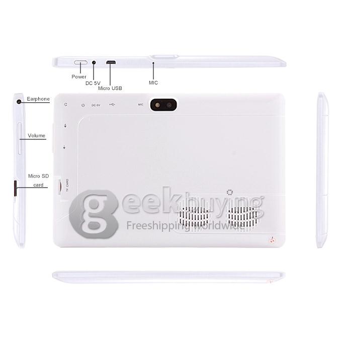 Q89 Allwinner A23 7 Inch Tablet PC Android 4.4 OS 4GB ROM Dual Cameras with Flash Big Horn - White