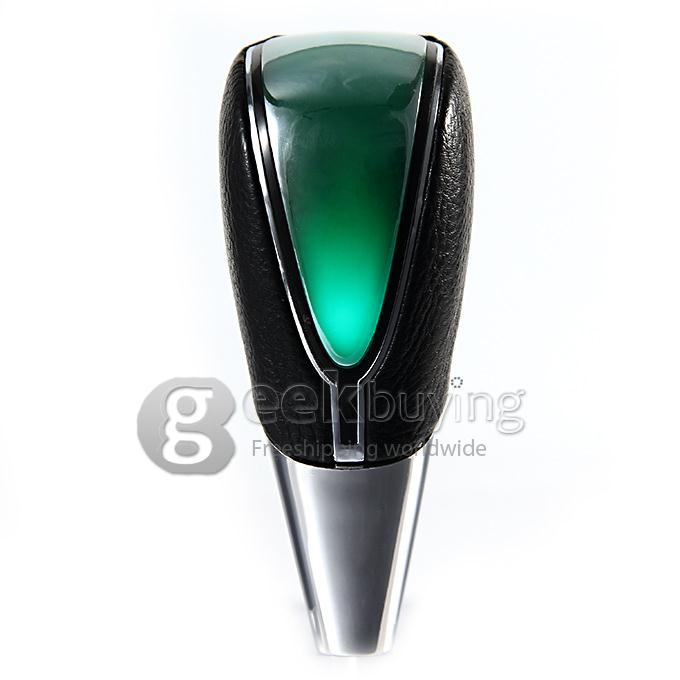 Touch Activated RGB LED Light Shift Knob Whole Luminous PU Leather Cover - Black