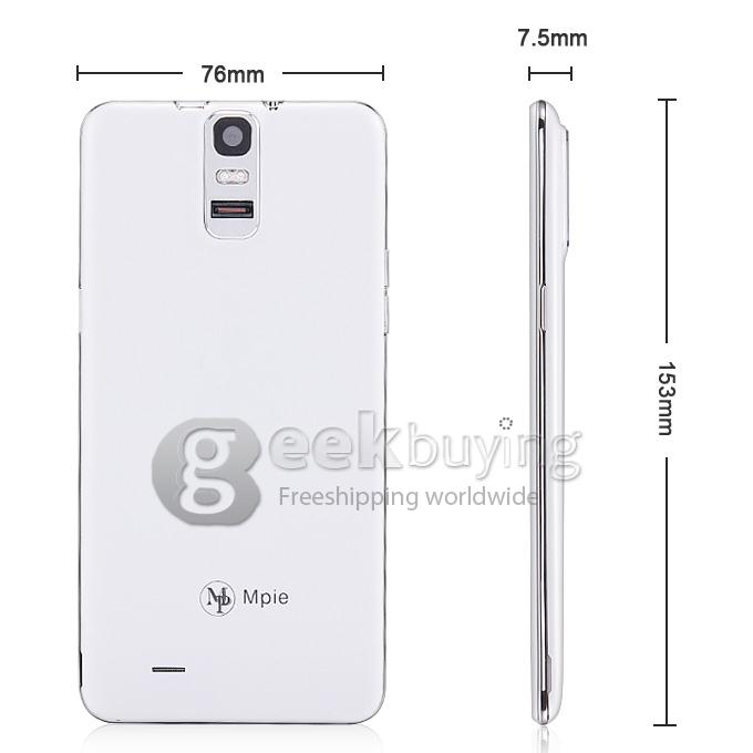 MPIE T6S HD MTK6582 Quad Core 1.3GHz 5.5 inch Smartphone 2GB+4GB Air Gesture Fingerprint Unlocking GPS OTG NFC - White