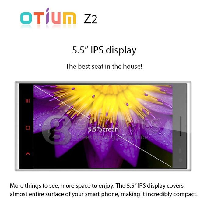 OTIUM Z2 MTK6582 Quad Core 1.3GHz QHD Smartphone 5.5 Inch Android 4.4 1GB + 8GB Finger Scanner OTG Air Gesture - White
