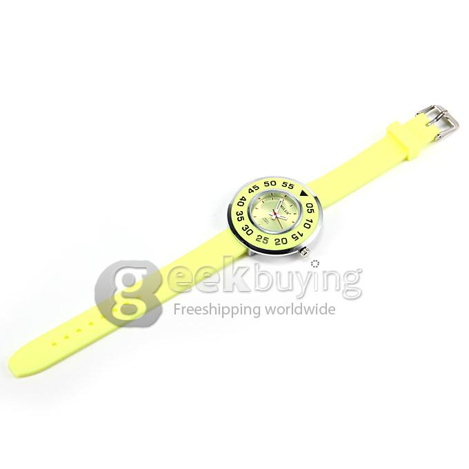 MILER A82531 Colorful Silicone Band Quartz Analog Wrist Watch for Man - Yellow