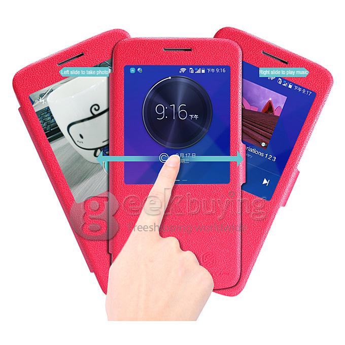 Nillkin Fresh Series PolyCarbonate Flip Stand Leather Case for HUAWEI C199 - Red