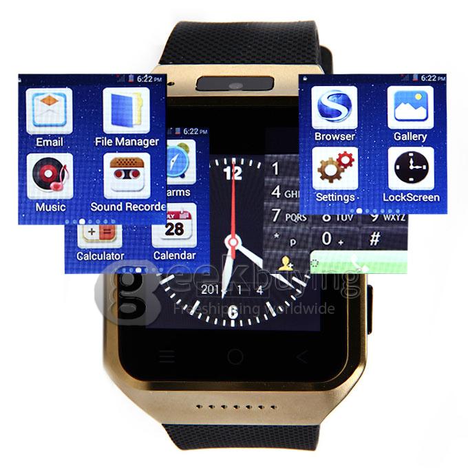 ZGPAX S8 1.54 Inch 240*240 Pixel Watch Phone MTK6572W Dual Core 1.2GHz Android 4.4 OS 512MB 4GB GPS 3G - Golden