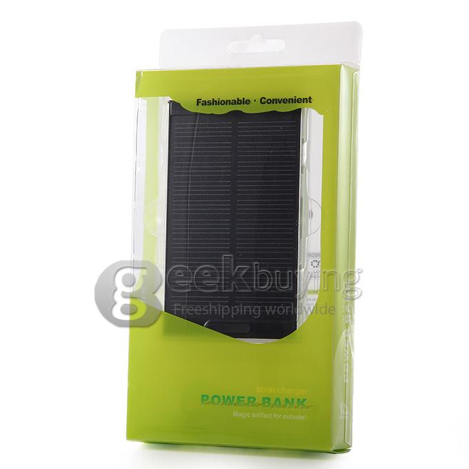 5000mAh 5V/2A Solar Charger Panel Power Bank External Battery for Cell Phone Mobile Device - Siver