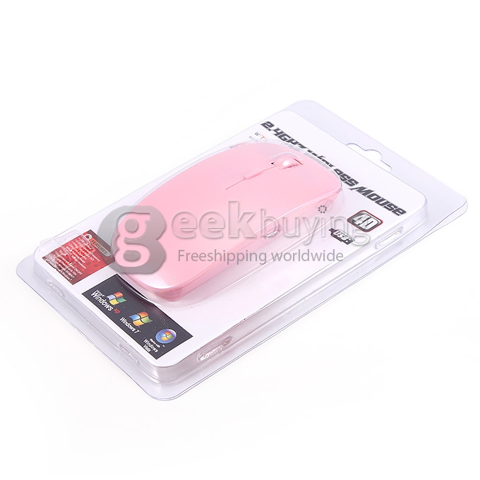 Ultra-Slim USB 2.4GHz Wireless Mouse support Mac OS/Windows - pink