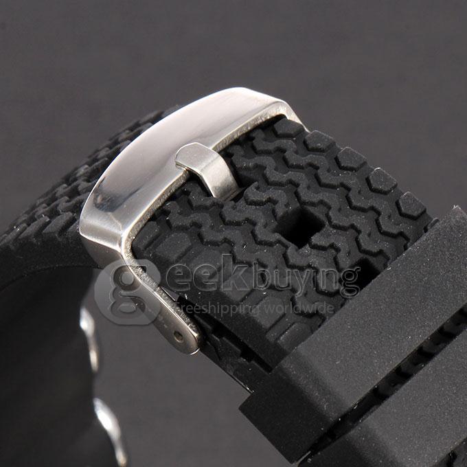 Hpolw FS-818 Men's Fashion LED Stainless Steel Analog-Digital Quartz Sport Wrist Watch - Black