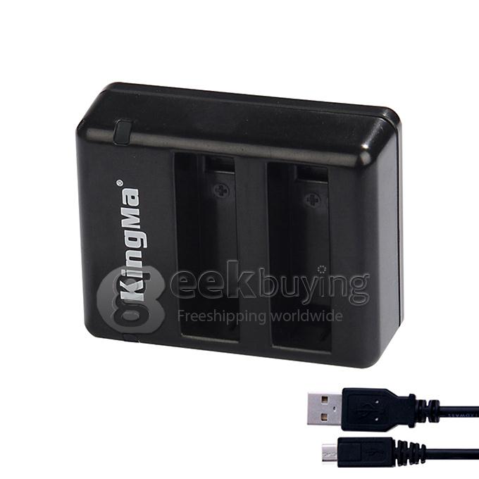 Kingma 2 x 1200mAh AHDBT-401 Camera Battery + Dual Port Home Charger for Gopro Hero 4 HD Camera