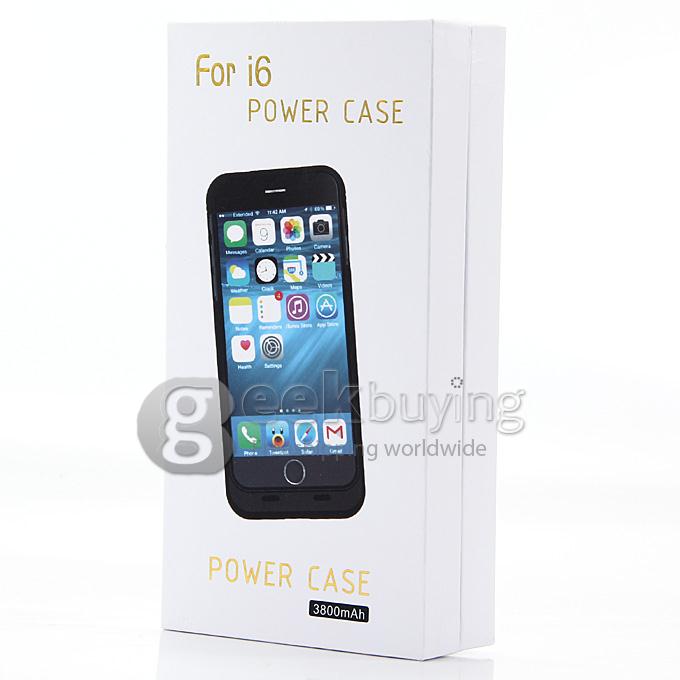 3800mAh For iPhone 6 External Battery Backup Charging Case Cover 4.7 inches - Black