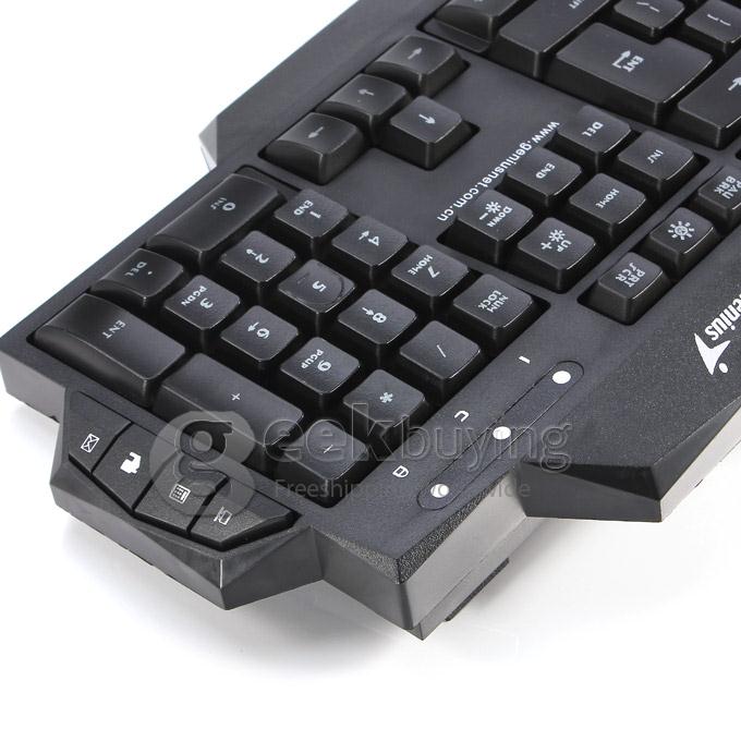 Genius K7 USB Wired Blue/Red LED Backlit 104-Key Keyboard with 8 Multi-media Hotkeys - Black