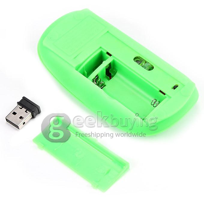 Ultra Slim Wireless USB 2.4GHz Optical Mouse Mice 800 / 1600 DPI Support Mac OS/Windows - Green