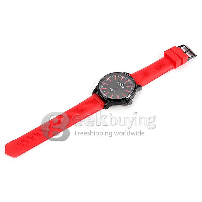 MILER A5039 Unisex Fashion Colorful Silicone Band Quartz Analog Sport Wrist Watch - Red