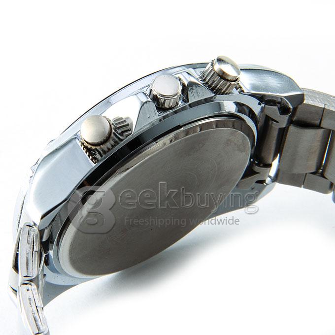ZHONGYI Z-852 Fashion Black Dial Steel Band Analog Quartz Watch for Man - Silver