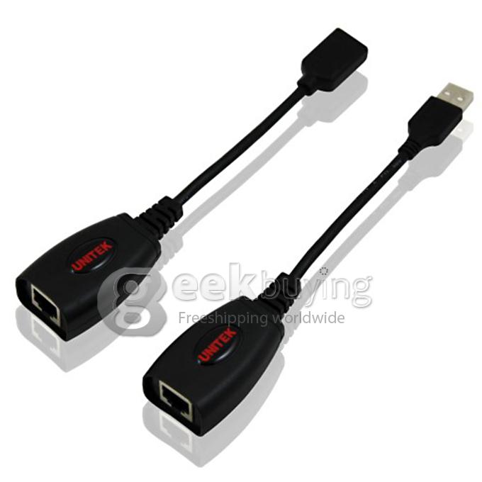 Unitek Y-2505 USB 2.0 to RJ45 Signal Extension Converter Cable (2 Piece) - Black