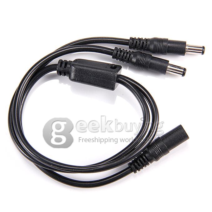 DC 1 to 2 Power Splitter Adapter Cable for Security CCTV Camera - Black