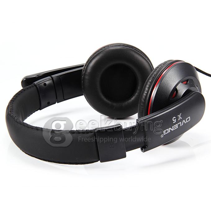OVLENG X5 Over-Ear 3.5mm Powerful Bass Stereo Headphone Headset Earphone with Mic for PC - Red