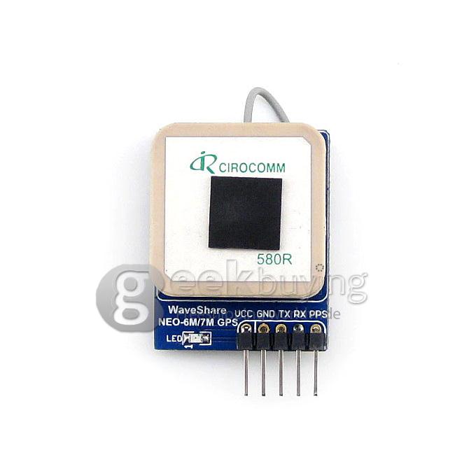 UART GPS Module U-blox NEO-6M Onboard Curved / Horizontal Pinheader with Antenna