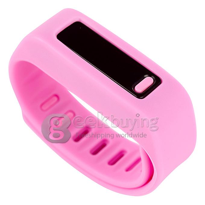 LC Healthy Smart Sport Bluetooth 4.0 Wrist Band Bracelet Hand Ring with Screen Sleeping Fitness Running Ped - Pink