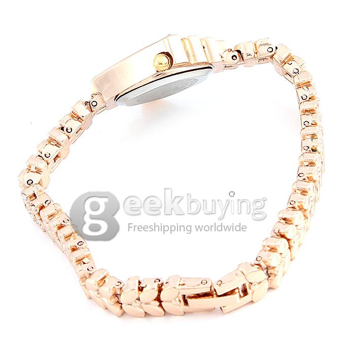 King-girl A-9097 Women's Diamante Dial Alloy Band Analog Quartz Wrist Watch - Rose Gold