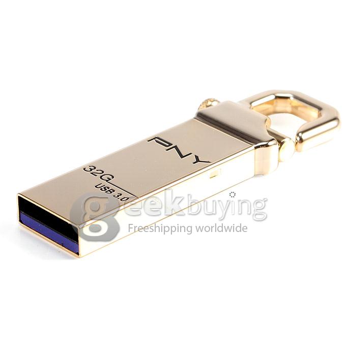 PNY Gold Hook 32GB USB 3.0 Steel Flash Drive U Disk Memory Stick USB Drive - Gold