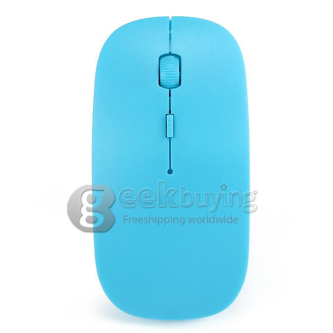 Ultra Slim Wireless USB 2.4GHz Optical Mouse Mice 800 / 1600 DPI Support Mac OS/Windows - Light Blue