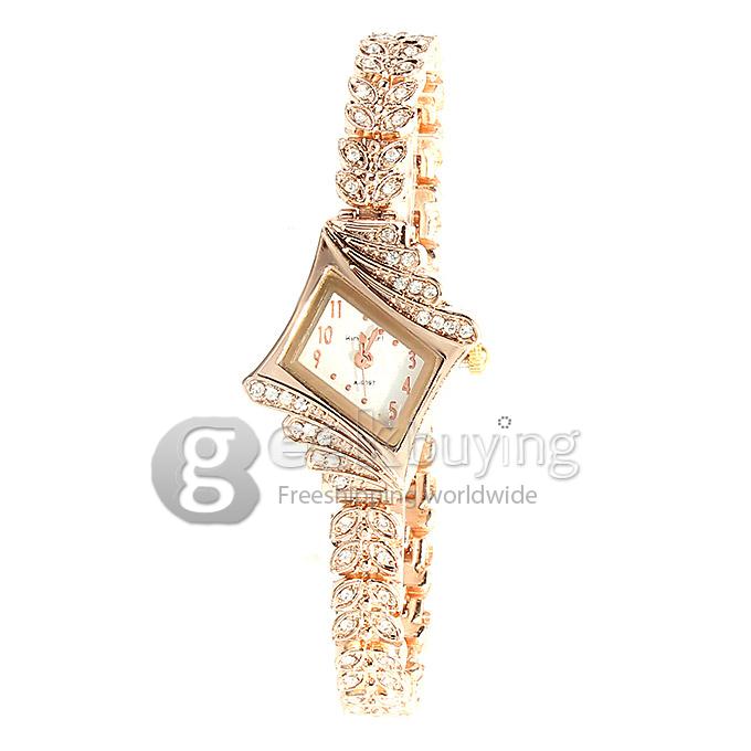 King-girl A-9097 Women's Diamante Dial Alloy Band Analog Quartz Wrist Watch - White