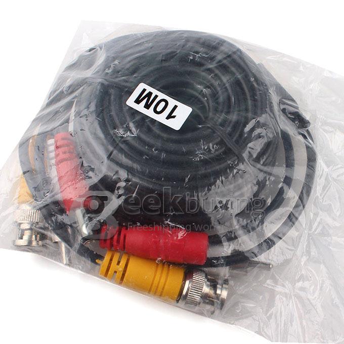 BNC 10M BNC Power Video Audio Plug and Play Extension Cable for CCTV Camera - Black