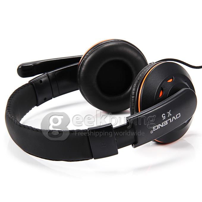 OVLENG X5 Over-Ear 3.5mm Powerful Bass Stereo Headphone Headset Earphone with Mic for PC - Orange