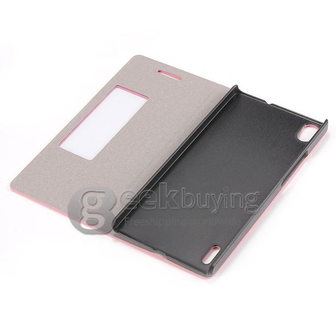 Brand New Protecive Cover Flip Stand Leather Case for HUAWEI Ascend P7 - Pink
