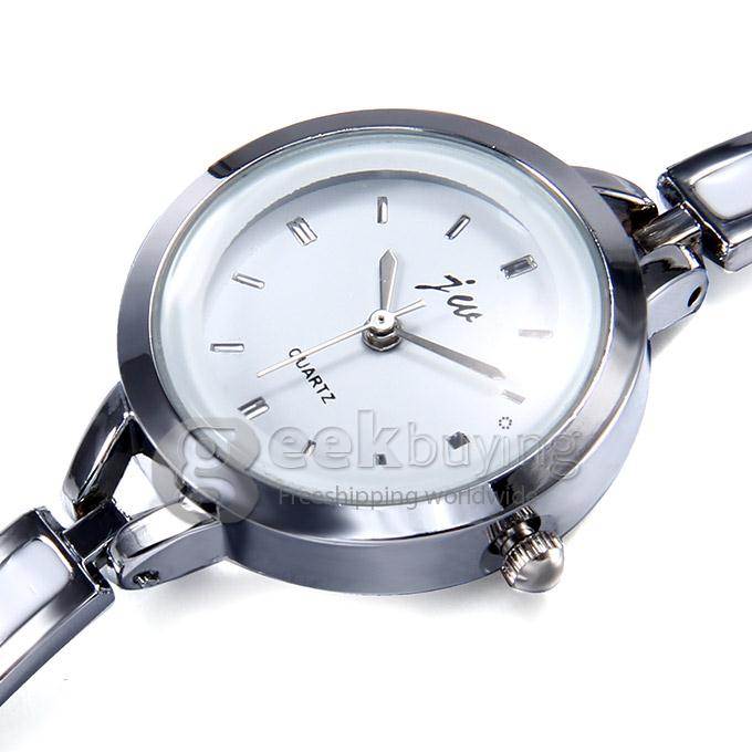 JW Fashion Women Lady Style Casual Alloy Strap Analog Quartz Bracelet Watch - White