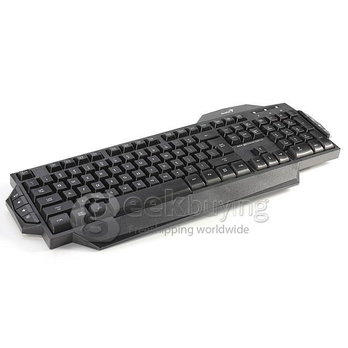 Genius K7 USB Wired Blue/Red LED Backlit 104-Key Keyboard with 8 Multi-media Hotkeys - Black