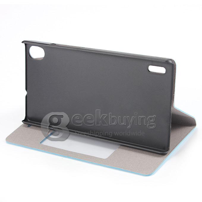Brand New Protecive Cover Flip Stand Leather Case for HUAWEI Ascend P7 - Blue