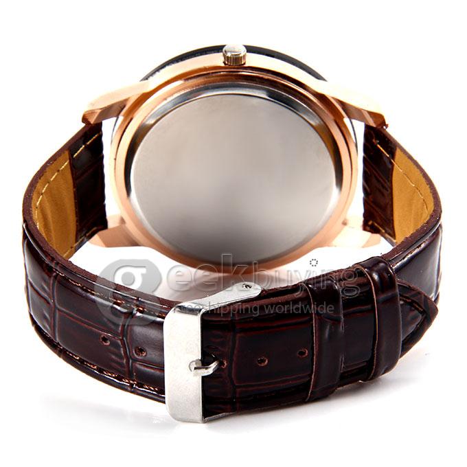 Dalas 6268 Women's Roman Numerals Crocodile Pattern Leather Strap Analog Quartz Wrist Watch - Brown