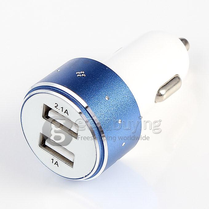 ES-06 Universal Dual USB 2 Port Car Charger Adapter 3.1A with diamond for iPhone 6 Plus Samsung Galaxy Cellphone iPhone 6s plus - Blue