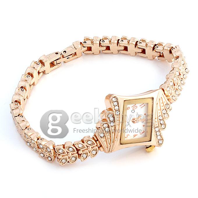King-girl A-9097 Women's Diamante Dial Alloy Band Analog Quartz Wrist Watch - White