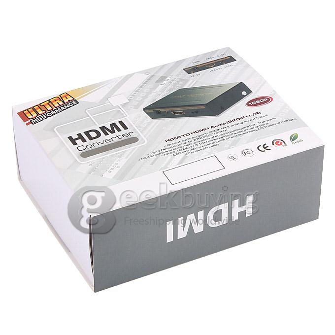 Full HD 1080P HDMI Input to HDMI SPDIF R/L Audio Decoder Output Converter Box Adapter Support 5.1/7.1 with Audio EDID