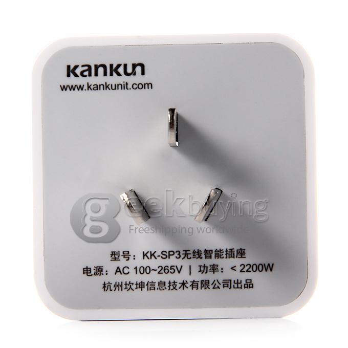 Kankun Smart Wifi Plug Socket Outlet Intelligent Remote Control Plug Socket for Android iOS Device (3-Flat-pin Plug) - White