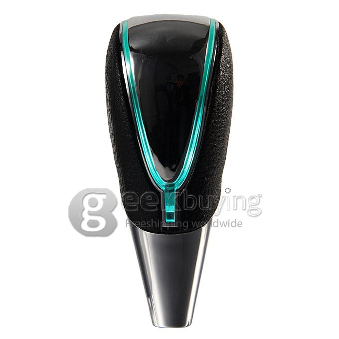 Touch Activated RGB LED Light Shift Knob Side Luminous PU Leather Cover - Black