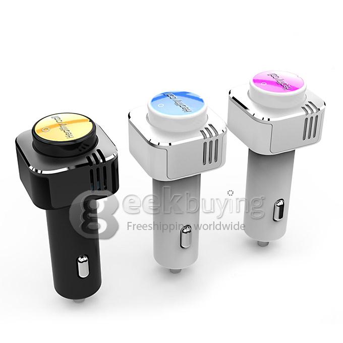 Triple Function Bluetooth 4.0 Stereo Headset Car Oxygen Bar Air Purifier Car Charger - Blue