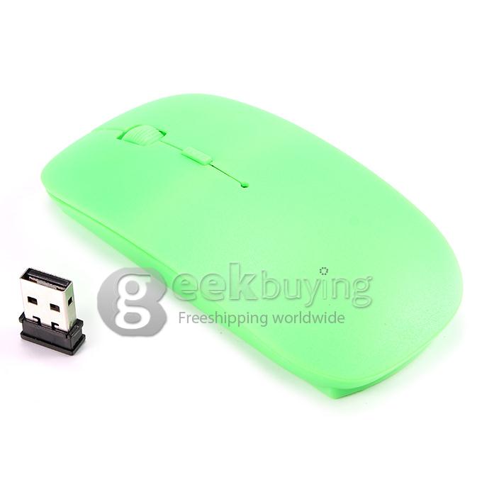 Ultra Slim Wireless USB 2.4GHz Optical Mouse Mice 800 / 1600 DPI Support Mac OS/Windows - Green