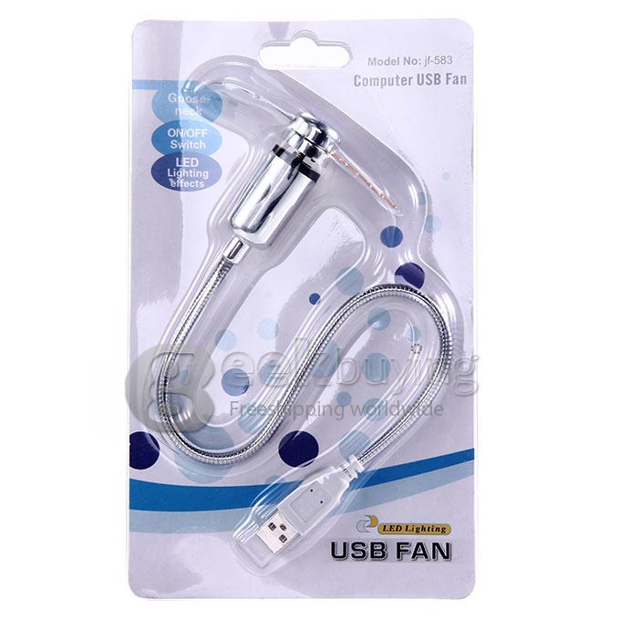 JF-583 Mini Portable Novelty USB Laptop Notebook Fan with Colorful LED Light
