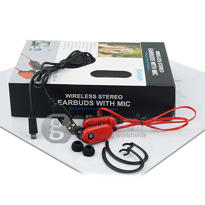 Wireless Bluetooth 3.0 Stereo Hands-Free Flat Cable Sporty Music In-Ear Earphone for iPhone6 Note4 LG HTC - Red