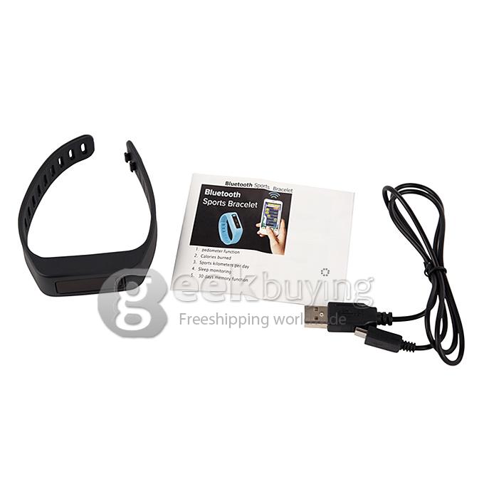 LC Healthy Smart Sport Bluetooth 4.0 Wrist Band Bracelet Hand Ring with Screen Sleeping Fitness Running Ped - Black