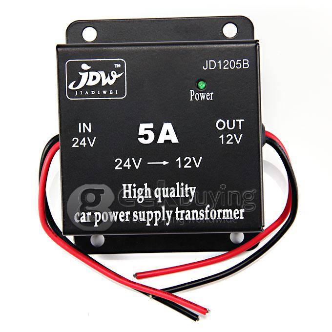 JD1205B DC 24V to 12V Car Power Supply Transformer Converter - Black
