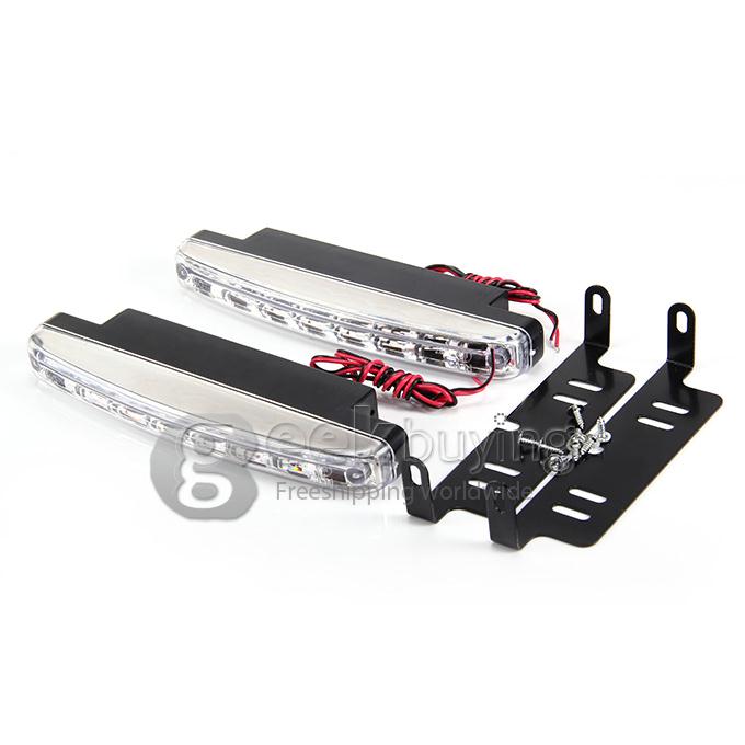 Universal White 8-LED Multiple Flash Modes Daytime Running Fog Lights for Car (Pair)