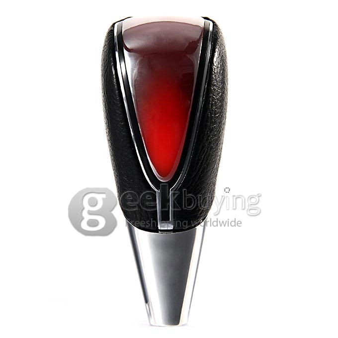 Touch Activated RGB LED Light Shift Knob Whole Luminous PU Leather Cover - Black