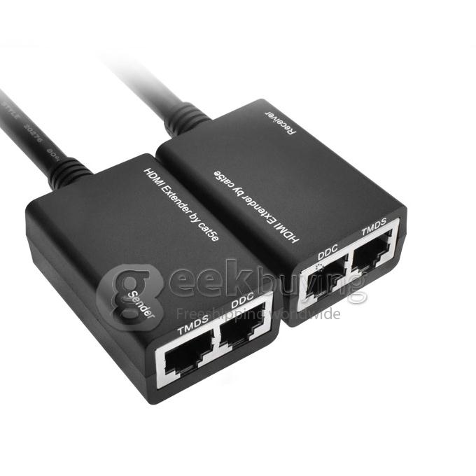 HDMI Extender Repeater Cat5e Cat6 HD Lan Network Cable Adapter for HDTV PS3 DVD XB360
