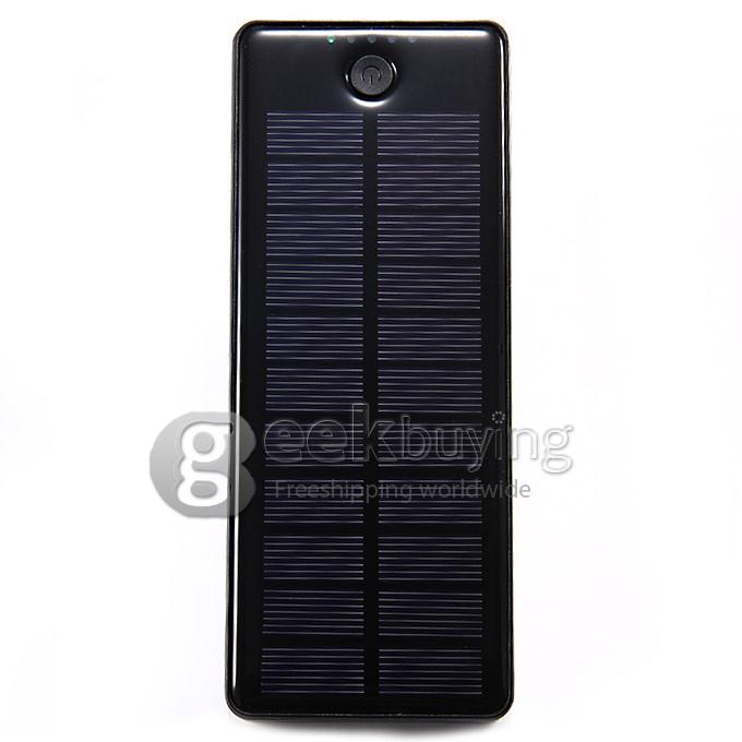 Dual USB High Capacity 15000mAh Mobile Solar Battery Charger Power Bank for Phone Tablet Camera Device - Black