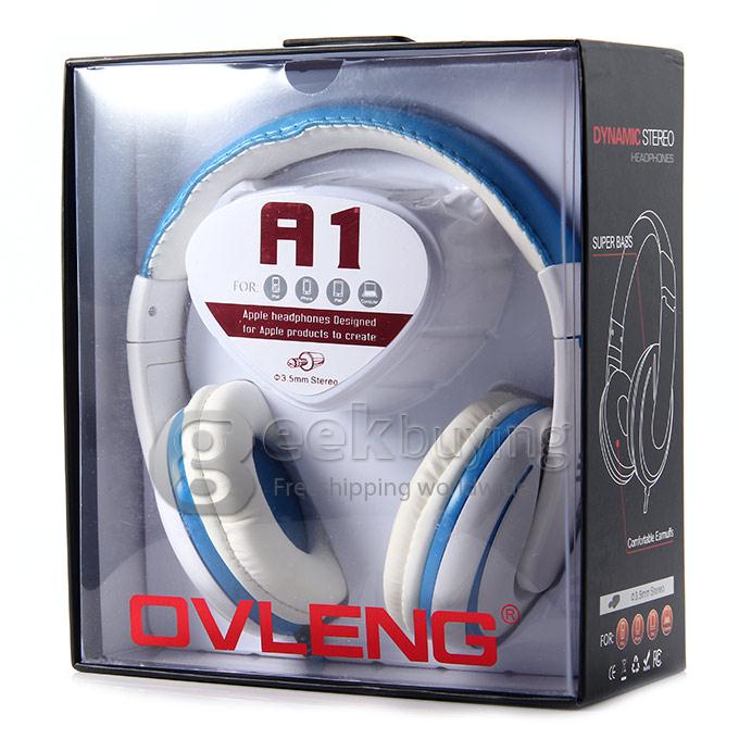 OVLENG A1 3.5mm Super Bass Stereo Headphone Headset with Mic for Phone Tablet PC iPod iPhone iPad - Blue